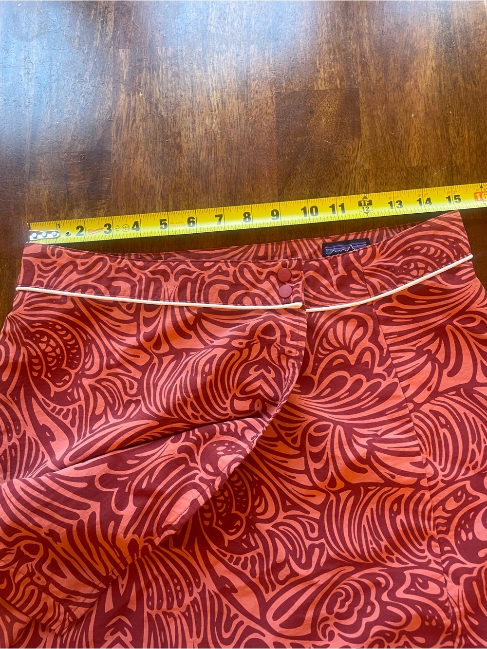 Patagonia Button Out Boardie Skirt Size 8 Rust Print Snap Nylon Beach Vintage - Picture 6 of 7